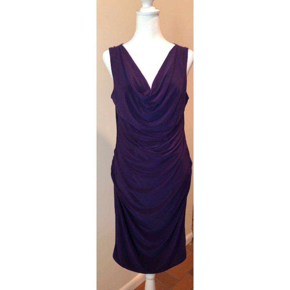 Elegant Purple Cowl Neck Dress